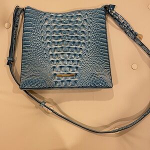 NWOT Brahmin Aura Blue Embossed Crossbody Bag